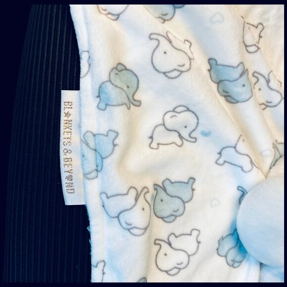NWOT Blankets & Beyond Elephant White / Blue Plush Mini Security blanket Lovie - Picture 4 of 6